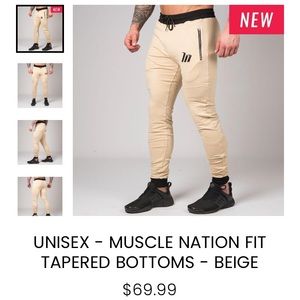 UNISEX -MUSCLE NATION FIT TAPERED BOTTOMS - Beige